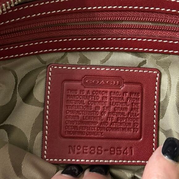 Coach Y2K 9541 Vintage Red Leather Small Mini Soho Hobo Shoulder Bag Retro - Picture 9 of 14